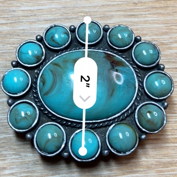 Kingsman Turquoise Bezeled Circular Cluster Rope Design Navajo Belt Slide. - Picture 4 of 4